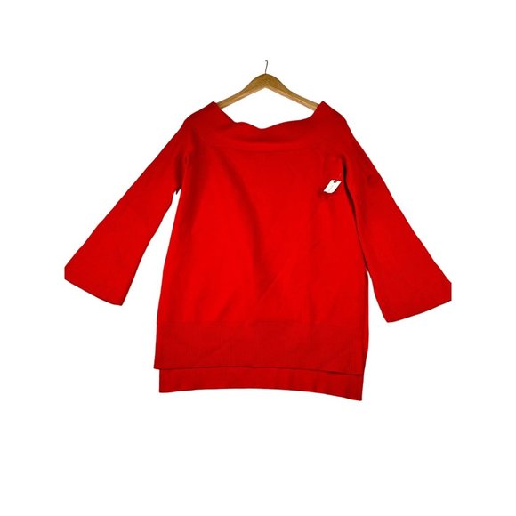 NWT Anthropologie Off Shoulder Sweater Sz M Red AS IS - Picture 1 of 9
